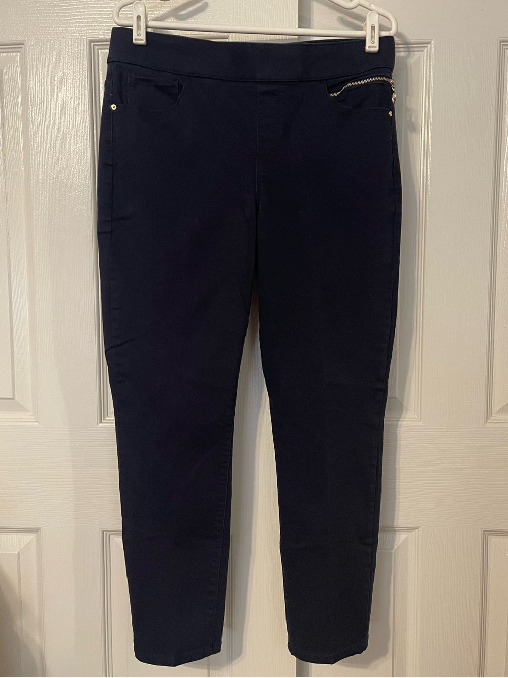 Tommy Hilfiger Navy Pull-On Slim Pants with Zip Accent